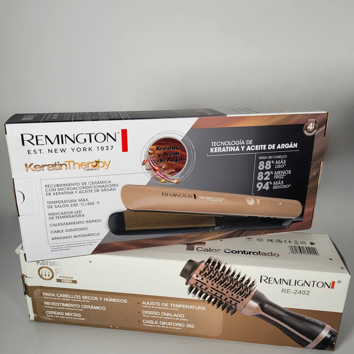 COMBO PLANCHA + CEPILLO SECADOR KERATIN 3D PRO